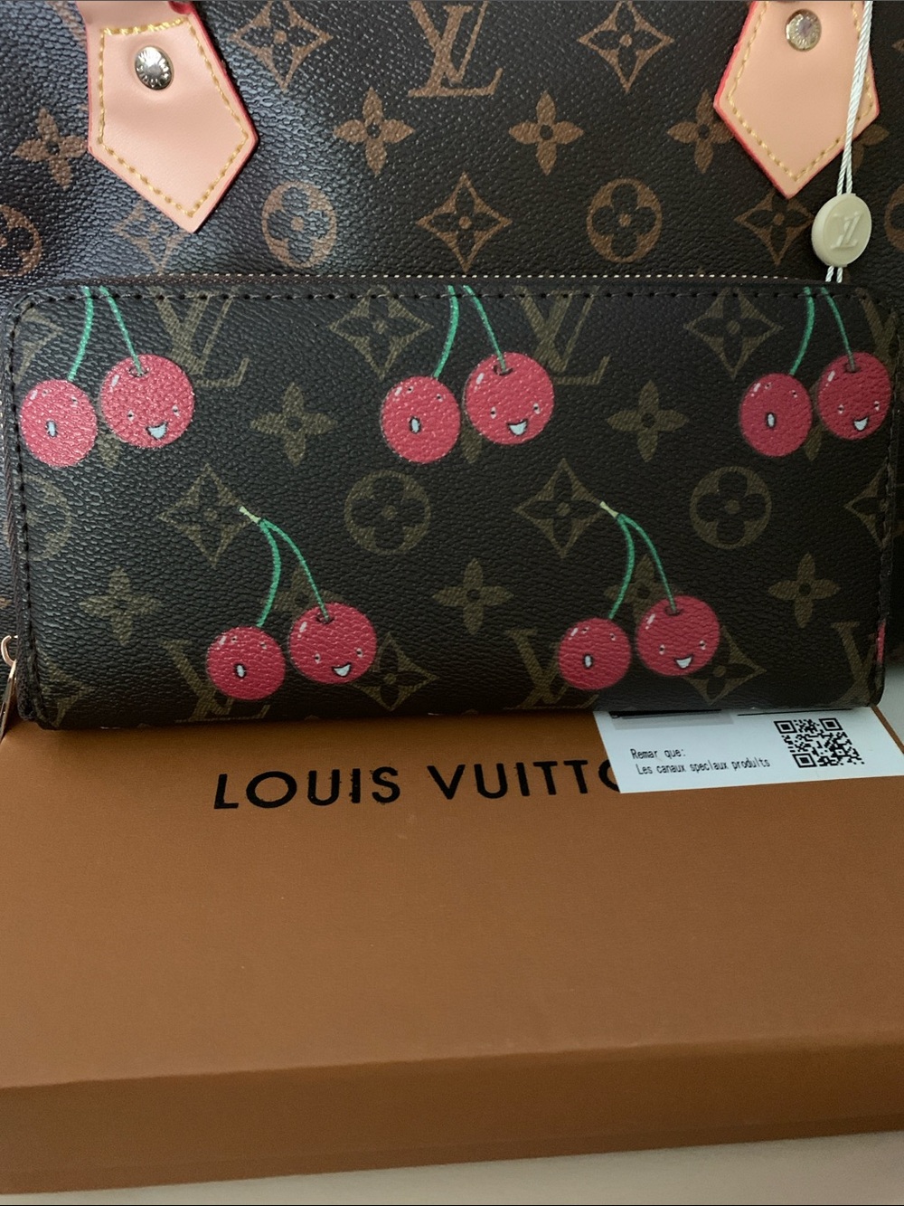 Monogram fashion cherry zipper long Wallet